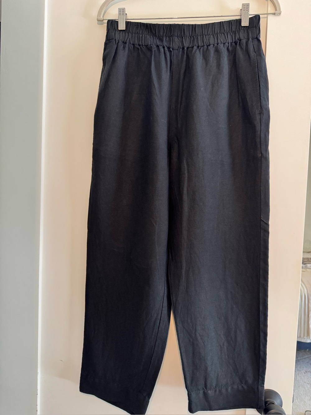 Madewell Black Linen Ankle Straight Leg Pants